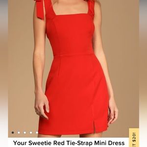 NWT: MEDIUM SWEETIE RED TIE STRAP MINI DRESS